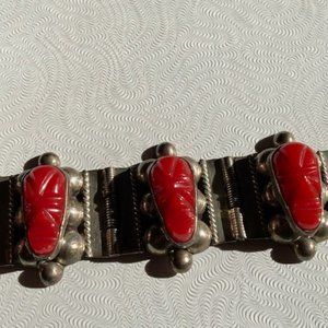 Sterling Red Stone Face Bracelet